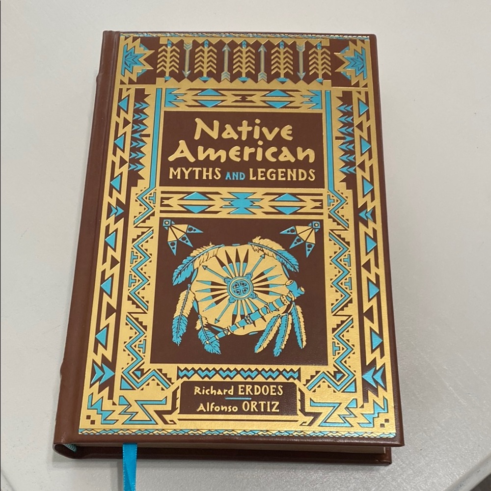 Brown and Blue Coffee Table Book with Native American Accents